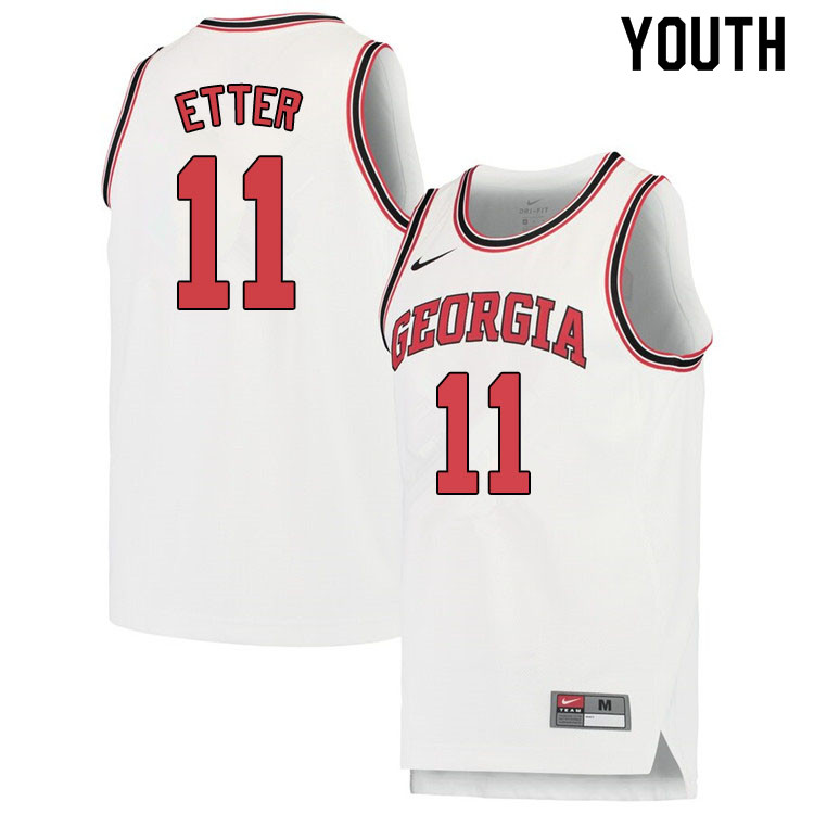 Youth #11 Jaxon Etter Georgina Bulldogs College Basketball Jerseys Sale-White